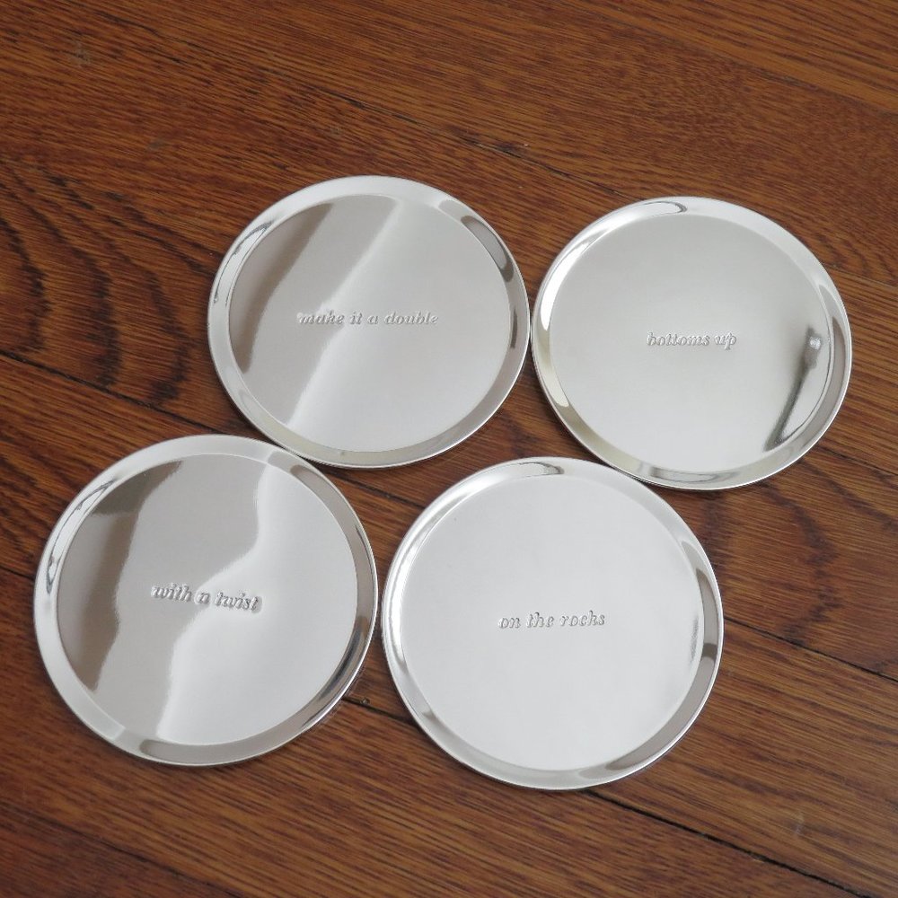 Lenox | Four (4) Kate Spade Mirrored Silverplate Coasters | On the Rocks
